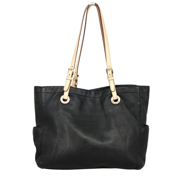 Michael Kors Bag Womens Black Pebbled Leather Tote Handbag Charm Double Handle - Picture 2 of 14